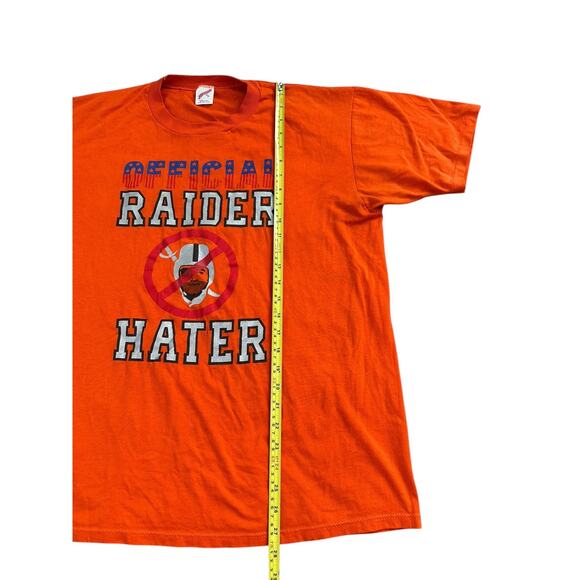 Vintage 80s 90s Official Raider Hater Mens XL Orange Single Stitch Shirt VTG - Picture 7 of 8
